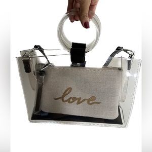 Madison West Los Angeles Clear & Cream Medium Sized Handbag / Shoulder Bag